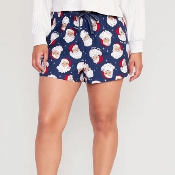Old Navy Women's Flannel Pajama Shorts - Santa Claus Pattern 2X - Picture 2 of 15